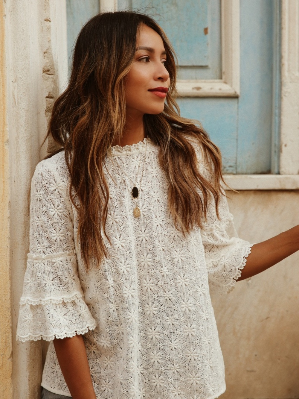 Sezane Ethel Blouse in Ecru Lace Size 36
